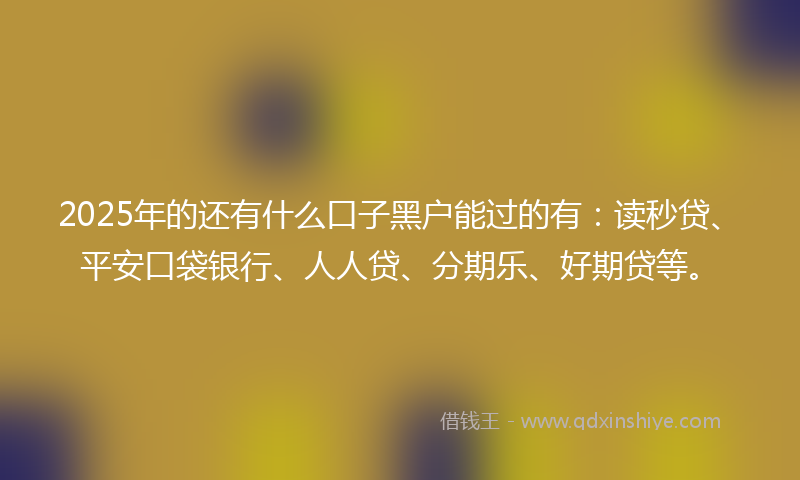 2025年的还有什么口子黑户能过的有：读秒贷、平安口袋银行、人人贷、分期乐、好期贷等。