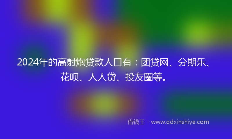 2024年的高射炮贷款人口有：团贷网、分期乐、花呗、人人贷、投友圈等。