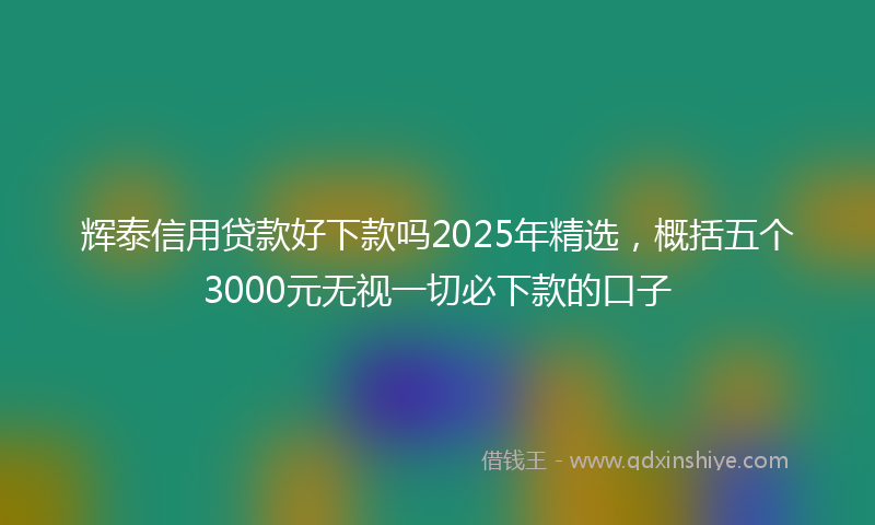 辉泰信用贷款好下款吗2025年精选，概括五个3000元无视一切必下款的口子