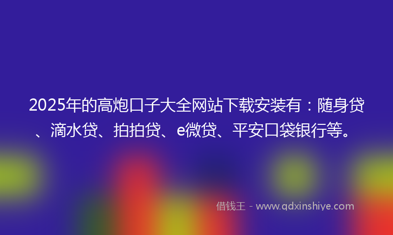 2025年的高炮口子大全网站下载安装有：随身贷、滴水贷、拍拍贷、e微贷、平安口袋银行等。