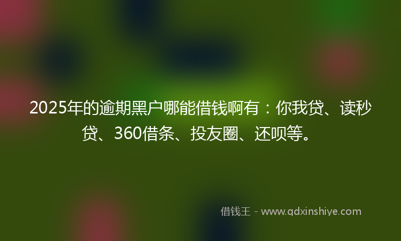 2025年的逾期黑户哪能借钱啊有：你我贷、读秒贷、360借条、投友圈、还呗等。