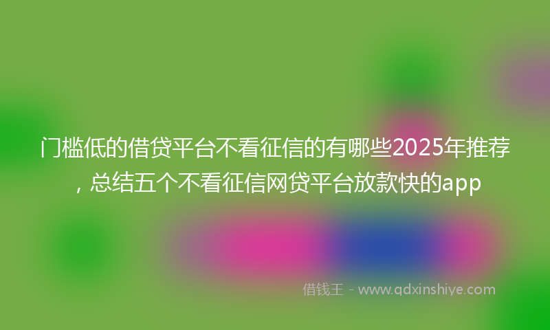 门槛低的借贷平台不看征信的有哪些2025年推荐，总结五个不看征信网贷平台放款快的app