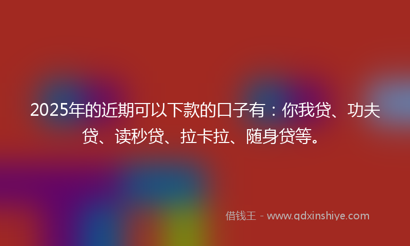2025年的近期可以下款的口子有：你我贷、功夫贷、读秒贷、拉卡拉、随身贷等。