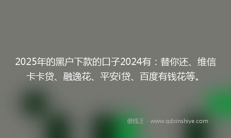 2025年的黑户下款的口子2024有：替你还、维信卡卡贷、融逸花、平安i贷、百度有钱花等。