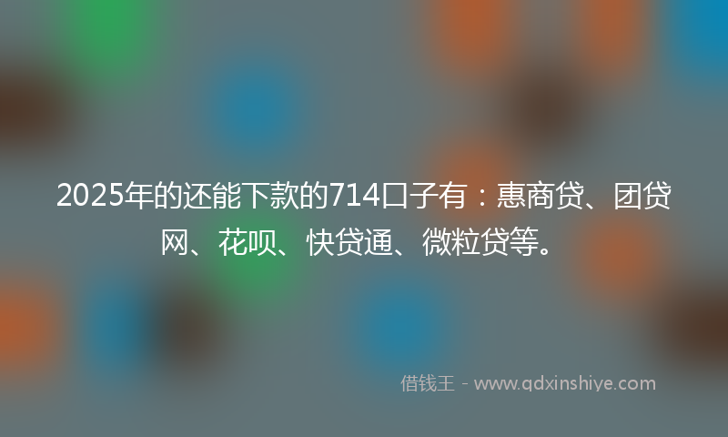2025年的还能下款的714口子有：惠商贷、团贷网、花呗、快贷通、微粒贷等。