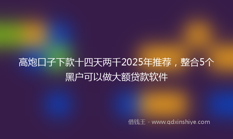 高炮口子下款十四天两千2025年推荐，整合5个黑户可以做大额贷款软件