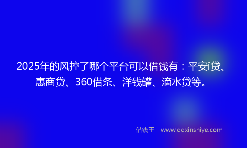2025年的风控了哪个平台可以借钱有：平安i贷、惠商贷、360借条、洋钱罐、滴水贷等。