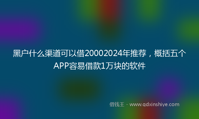 黑户什么渠道可以借20002024年推荐，概括五个APP容易借款1万块的软件