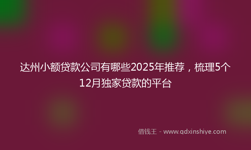 达州小额贷款公司有哪些2025年推荐，梳理5个12月独家贷款的平台