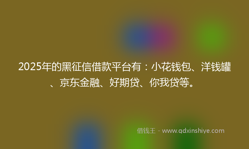2025年的黑征信借款平台有：小花钱包、洋钱罐、京东金融、好期贷、你我贷等。