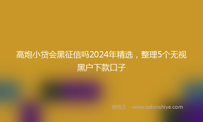 高炮小贷会黑征信吗2024年精选，整理5个无视黑户下款口子