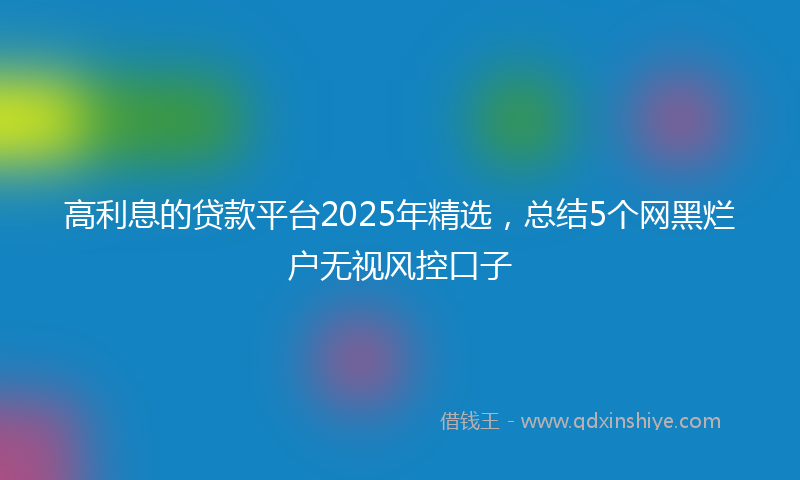 高利息的贷款平台2025年精选，总结5个网黑烂户无视风控口子