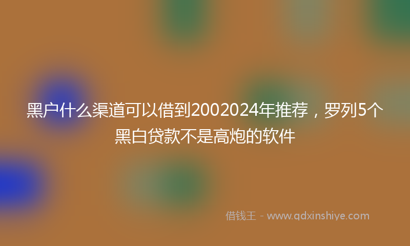 黑户什么渠道可以借到2002024年推荐，罗列5个黑白贷款不是高炮的软件