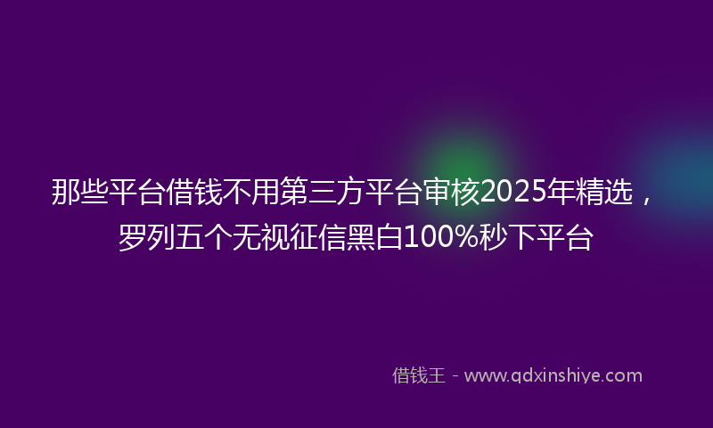 那些平台借钱不用第三方平台审核2025年精选，罗列五个无视征信黑白100%秒下平台