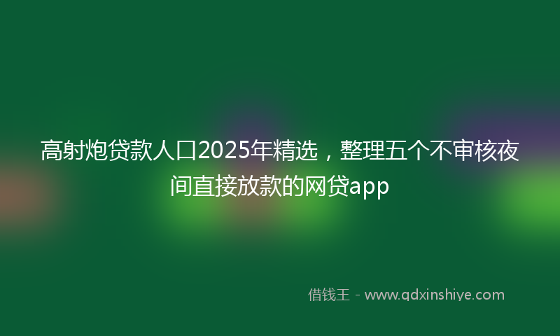 高射炮贷款人口2025年精选，整理五个不审核夜间直接放款的网贷app