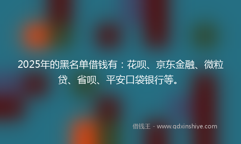 2025年的黑名单借钱有：花呗、京东金融、微粒贷、省呗、平安口袋银行等。