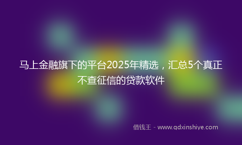 马上金融旗下的平台2025年精选，汇总5个真正不查征信的贷款软件
