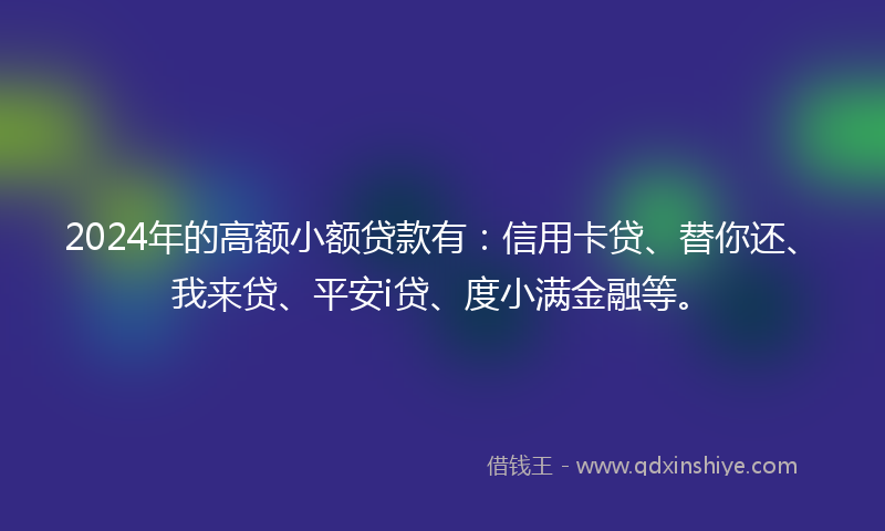 2024年的高额小额贷款有：信用卡贷、替你还、我来贷、平安i贷、度小满金融等。