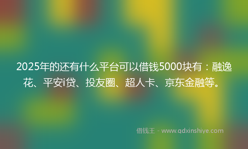 2025年的还有什么平台可以借钱5000块有：融逸花、平安i贷、投友圈、超人卡、京东金融等。