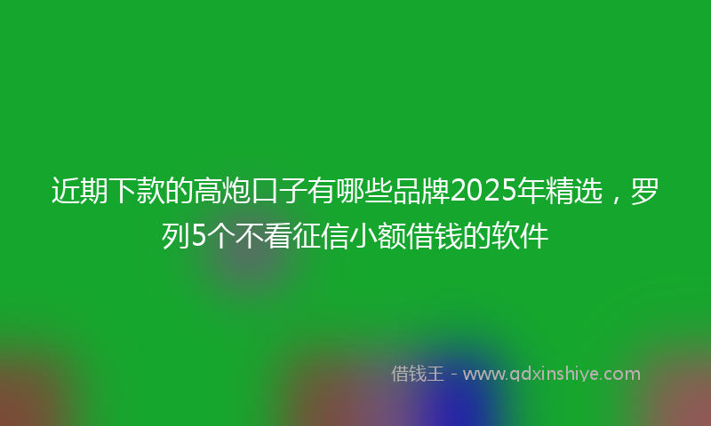 近期下款的高炮口子有哪些品牌2025年精选，罗列5个不看征信小额借钱的软件