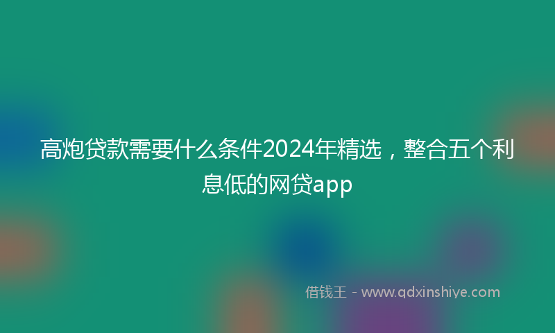 高炮贷款需要什么条件2024年精选，整合五个利息低的网贷app
