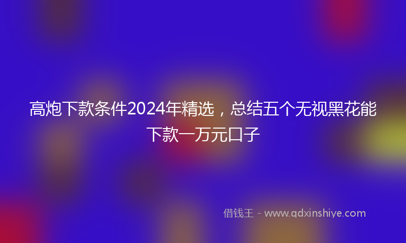 高炮下款条件2024年精选，总结五个无视黑花能下款一万元口子