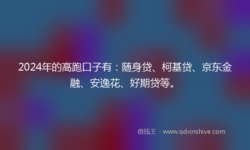 2024年的高跑口子有：随身贷、柯基贷、京东金融、安逸花、好期贷等。