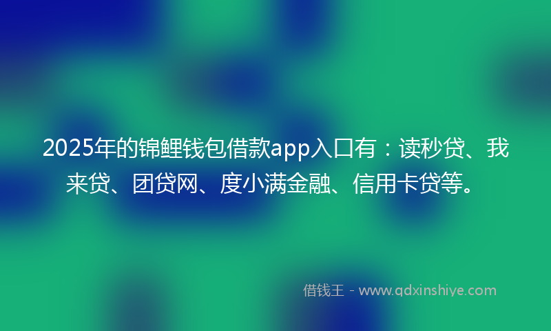 2025年的锦鲤钱包借款app入口有：读秒贷、我来贷、团贷网、度小满金融、信用卡贷等。