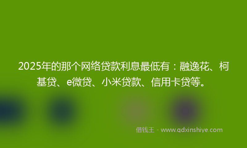 2025年的那个网络贷款利息最低有：融逸花、柯基贷、e微贷、小米贷款、信用卡贷等。