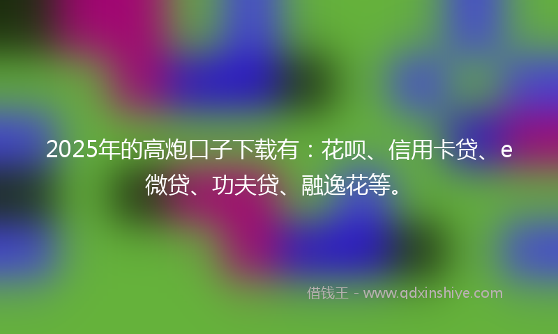 2025年的高炮口子下载有：花呗、信用卡贷、e微贷、功夫贷、融逸花等。