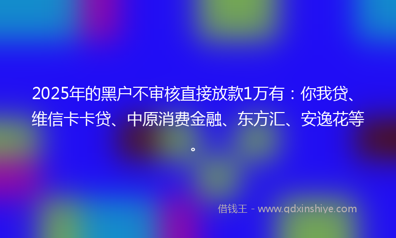 2025年的黑户不审核直接放款1万有：你我贷、维信卡卡贷、中原消费金融、东方汇、安逸花等。