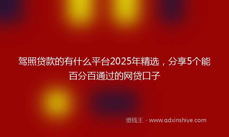 驾照贷款的有什么平台2025年精选，分享5个能百分百通过的网贷口子