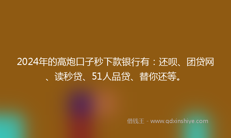 2024年的高炮口子秒下款银行有：还呗、团贷网、读秒贷、51人品贷、替你还等。