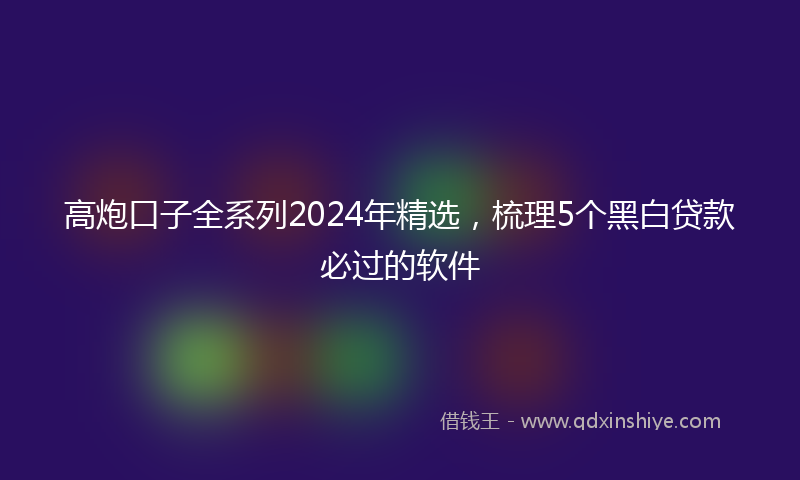 高炮口子全系列2024年精选，梳理5个黑白贷款必过的软件