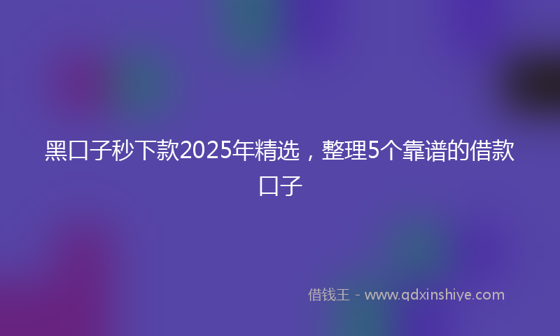 黑口子秒下款2025年精选，整理5个靠谱的借款口子