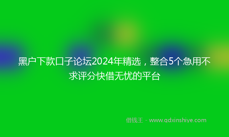 黑户下款口子论坛2024年精选，整合5个急用不求评分快借无忧的平台