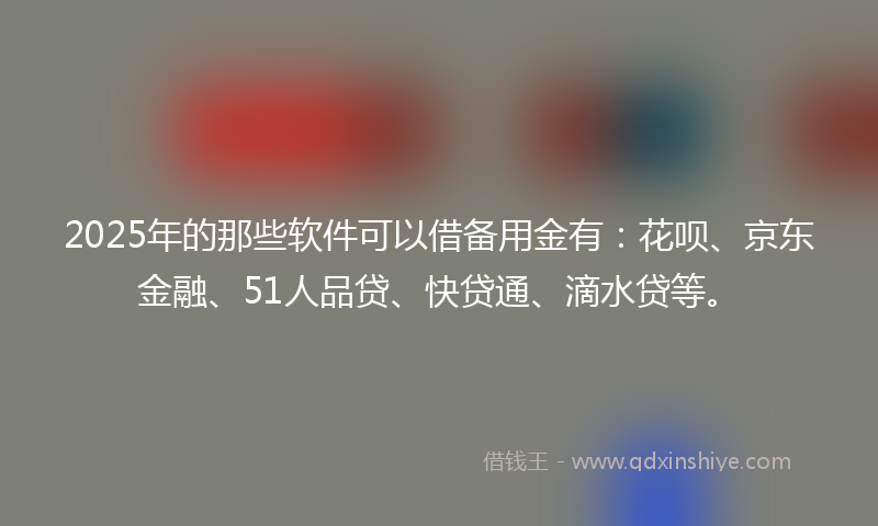 2025年的那些软件可以借备用金有：花呗、京东金融、51人品贷、快贷通、滴水贷等。