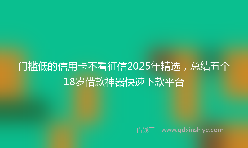 门槛低的信用卡不看征信2025年精选，总结五个18岁借款神器快速下款平台