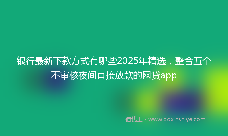 银行最新下款方式有哪些2025年精选，整合五个不审核夜间直接放款的网贷app