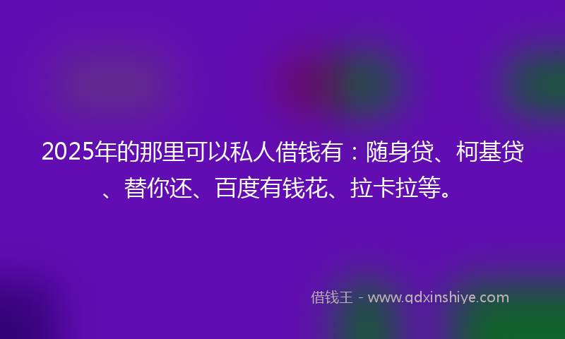 2025年的那里可以私人借钱有：随身贷、柯基贷、替你还、百度有钱花、拉卡拉等。