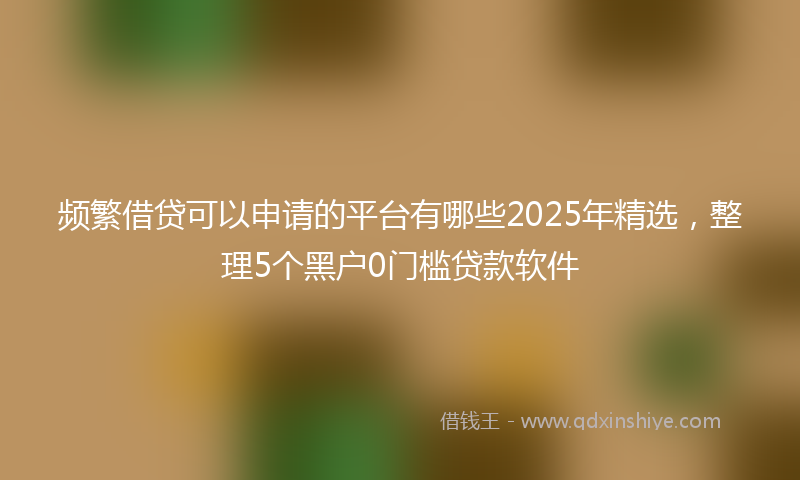 频繁借贷可以申请的平台有哪些2025年精选，整理5个黑户0门槛贷款软件