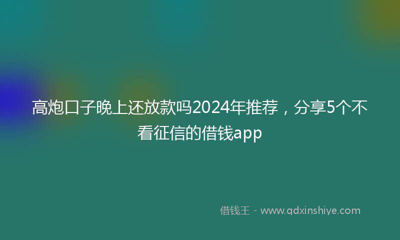 高炮口子晚上还放款吗2024年推荐，分享5个不看征信的借钱app