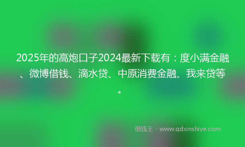 2025年的高炮口子2024最新下载有：度小满金融、微博借钱、滴水贷、中原消费金融、我来贷等。