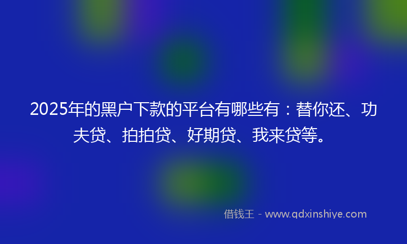2025年的黑户下款的平台有哪些有：替你还、功夫贷、拍拍贷、好期贷、我来贷等。