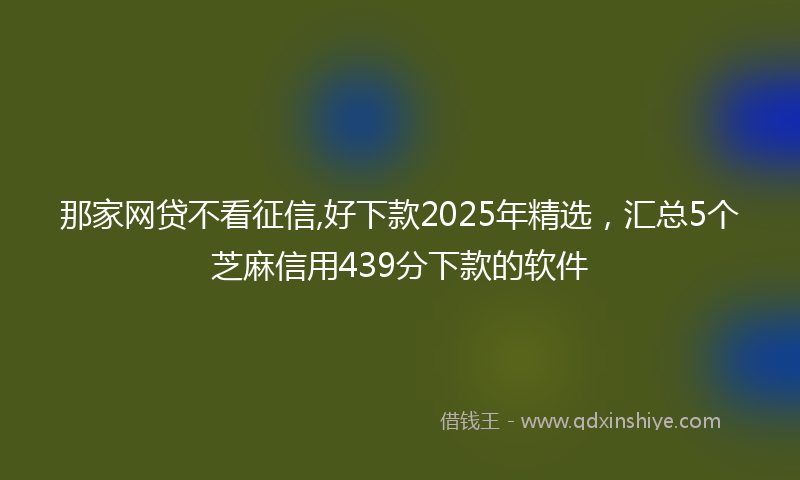 那家网贷不看征信,好下款2025年精选，汇总5个芝麻信用439分下款的软件