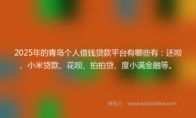 2025年的青岛个人借钱贷款平台有哪些有：还呗、小米贷款、花呗、拍拍贷、度小满金融等。