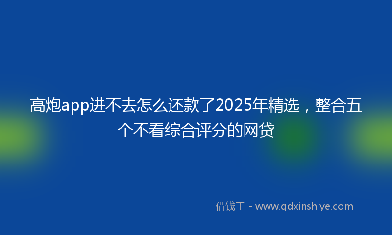 高炮app进不去怎么还款了2025年精选，整合五个不看综合评分的网贷