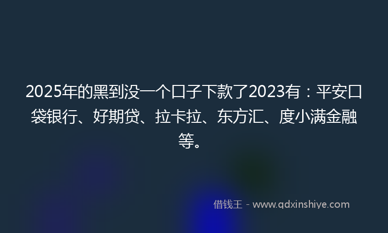 2025年的黑到没一个口子下款了2023有：平安口袋银行、好期贷、拉卡拉、东方汇、度小满金融等。