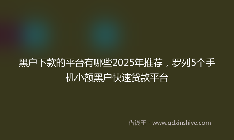 黑户下款的平台有哪些2025年推荐，罗列5个手机小额黑户快速贷款平台
