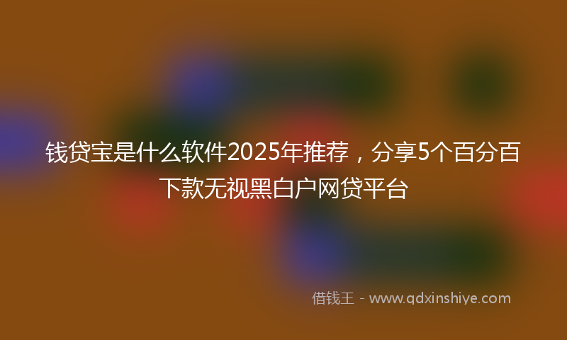 钱贷宝是什么软件2025年推荐，分享5个百分百下款无视黑白户网贷平台